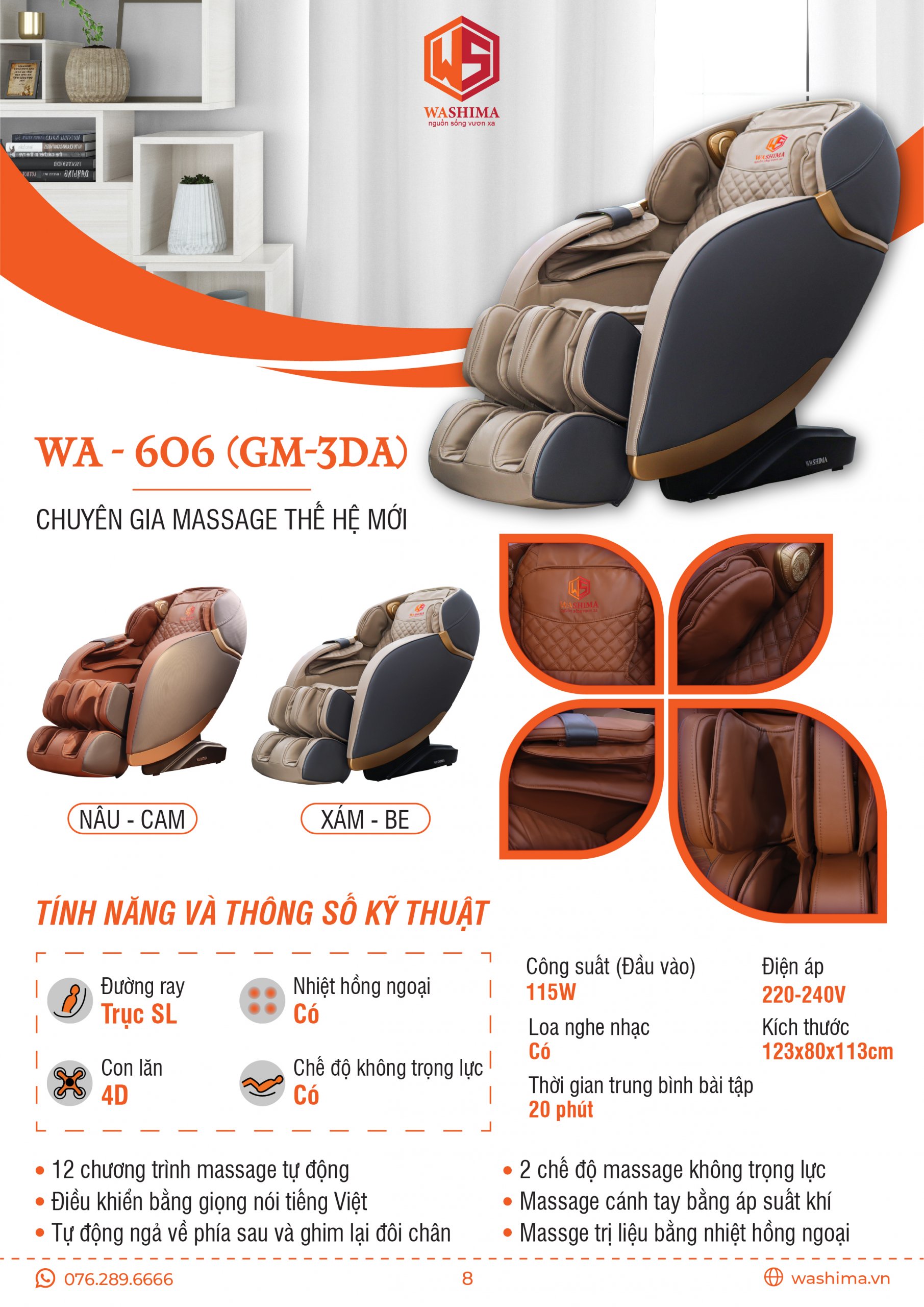 Chuyên gia massage thế hệ mới Washima WA-606 (GM3DA)