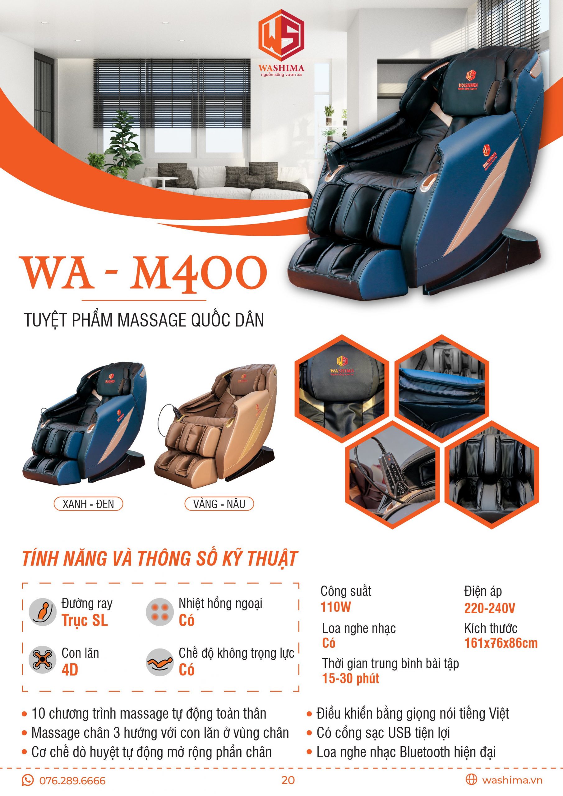Tuyệt phẩm massage quốc dân | Ghế massage Washima WA-M400