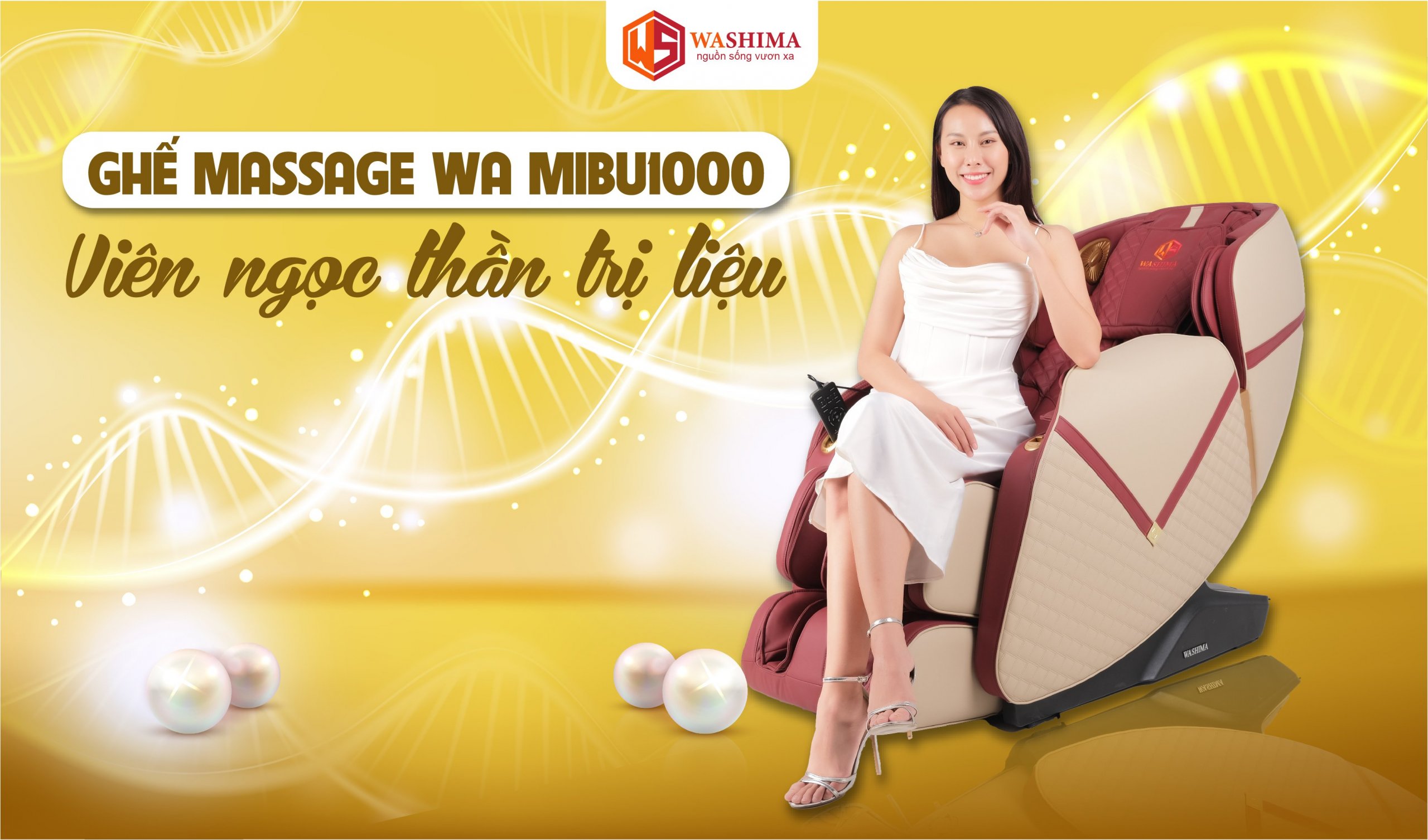 Viên ngọc thần trị liệu ghế massage Washima MIBU-1000