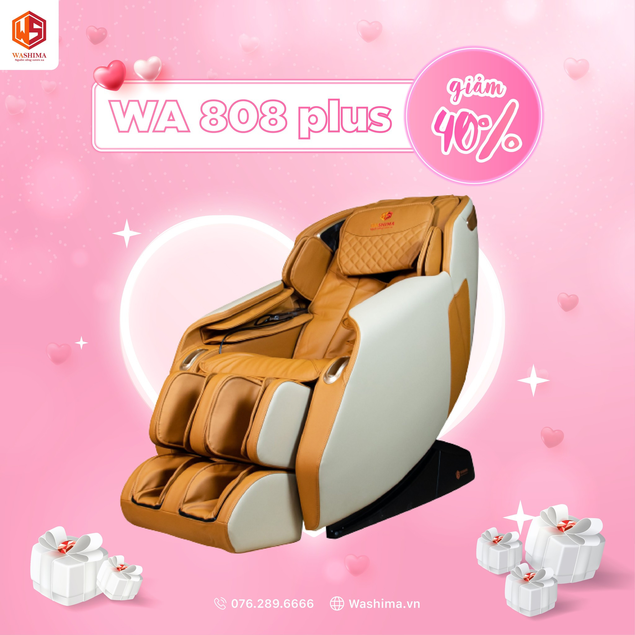 Giảm giá tới 40% cực kỳ yêu thương đối với model ghế massage Washima WA-808 Plus