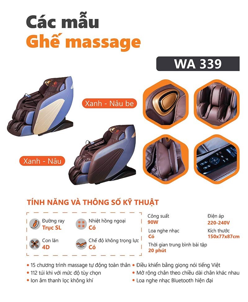 Những đặc điểm nổi bật của ghế massage Washima WA-399