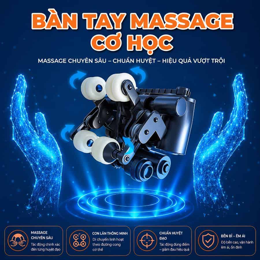 Bàn tay cơ học giúp nâng cao hiệu quả Ghế Massage Washima WA-LUX686