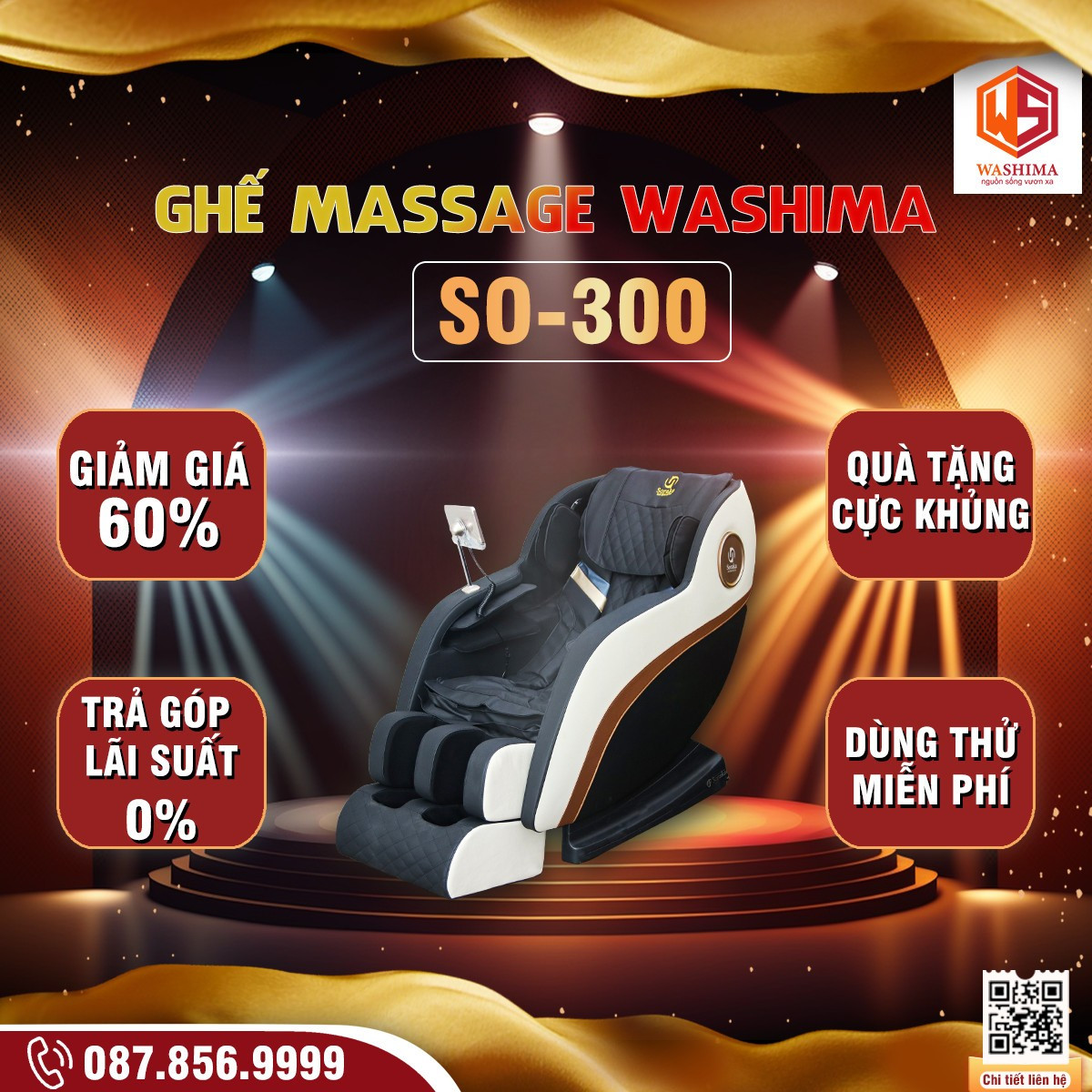 Khách hàng mua ghế massage SO-300 được giảm ngay 60% so với giá bán thực tế