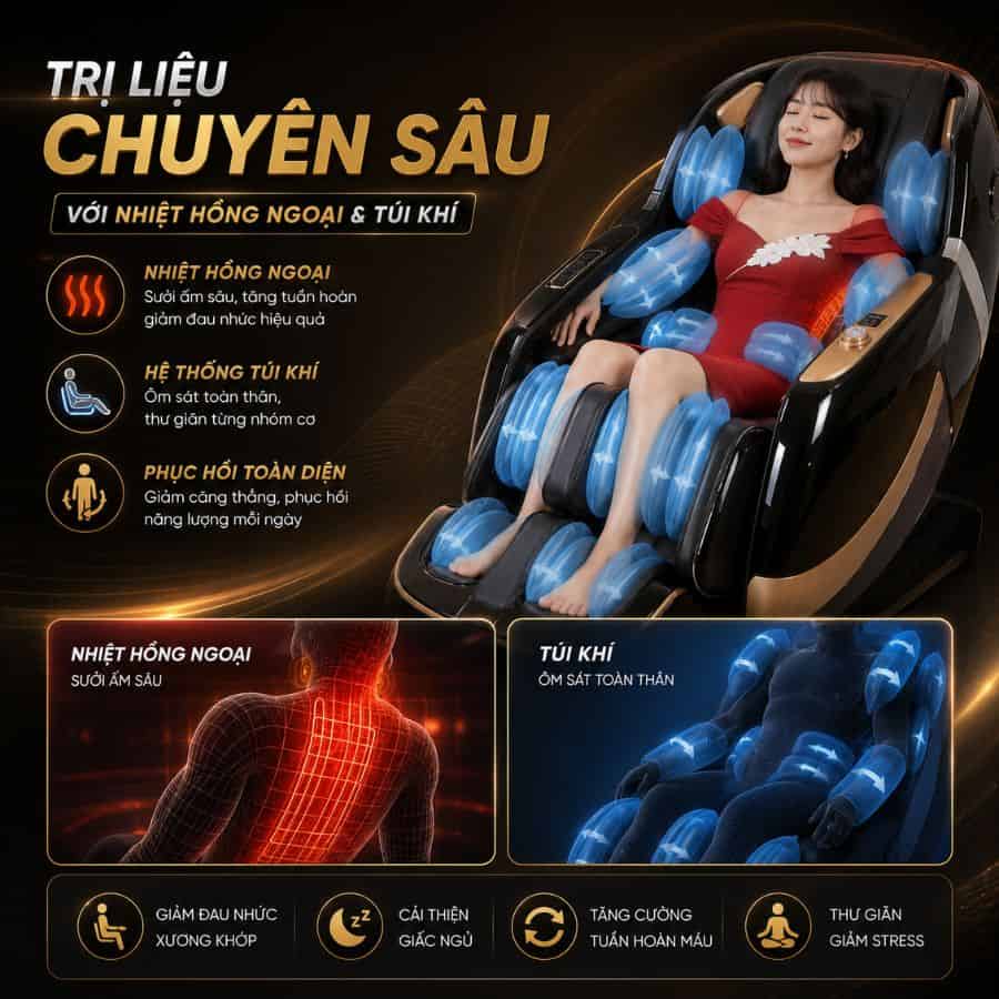 Trị liệu chuyên sâu với nhiệt hồng ngoại và túi khí
