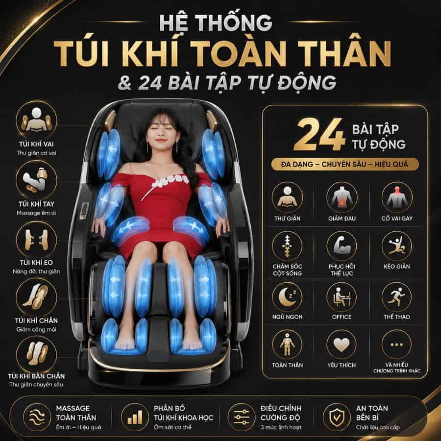 Hệ thống túi khí toàn thân & 24 bài tập tự động