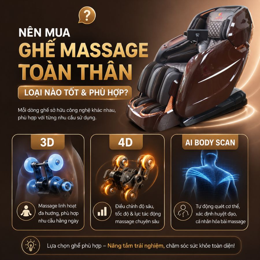 Nên mua ghế massage toàn thân loại nào tốt và phù hợp?